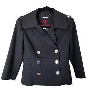 White House Black Market Double-Breasted Bold Shiny Metallic Button Pea Coat